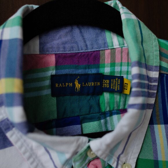 Ralph Lauren 2XB Long Sleeve Button-Down Shirt – Multicolor Madras Plaid - Picture 3 of 3